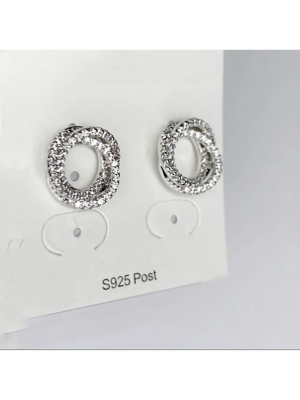 𝅺new STOCK-Pave Zircon Rose shape Silver Earrings